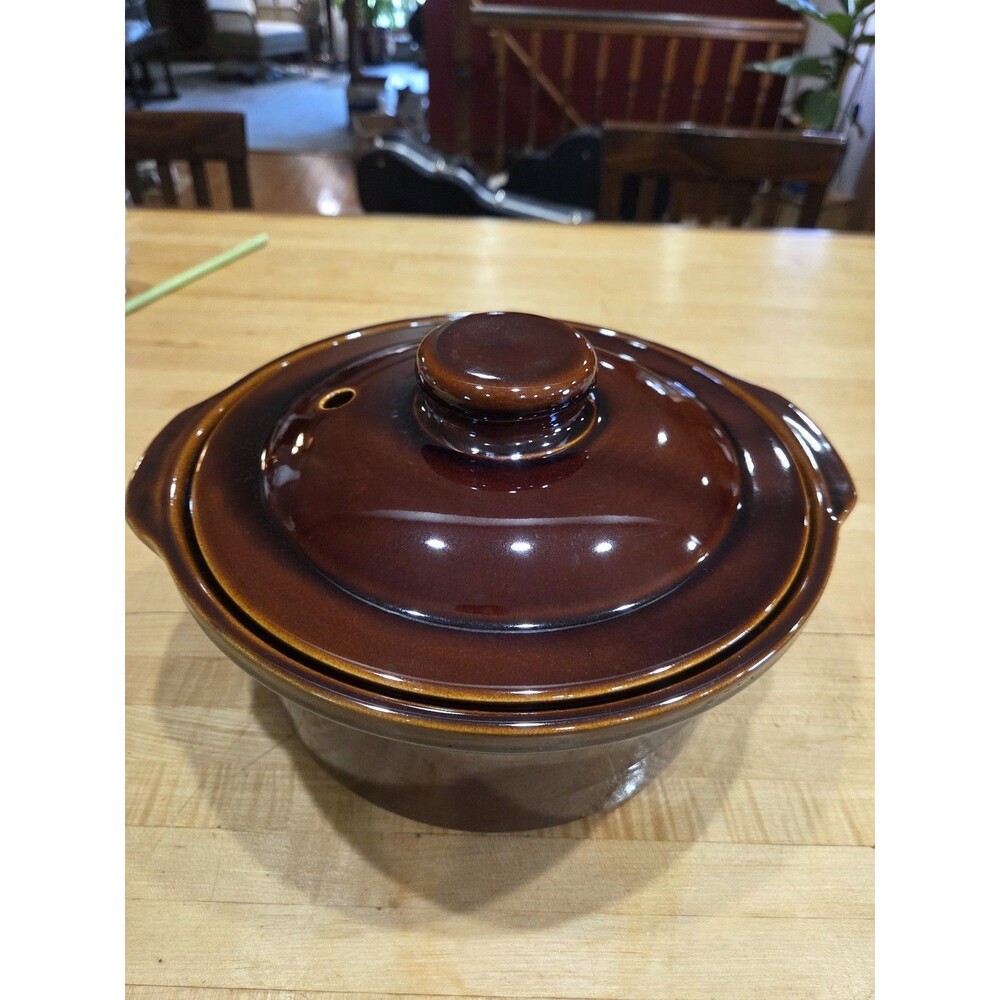 Vintage Hull Pottery Mirror Brown House 'N Garden Covered Casserole Dish 10 Inch